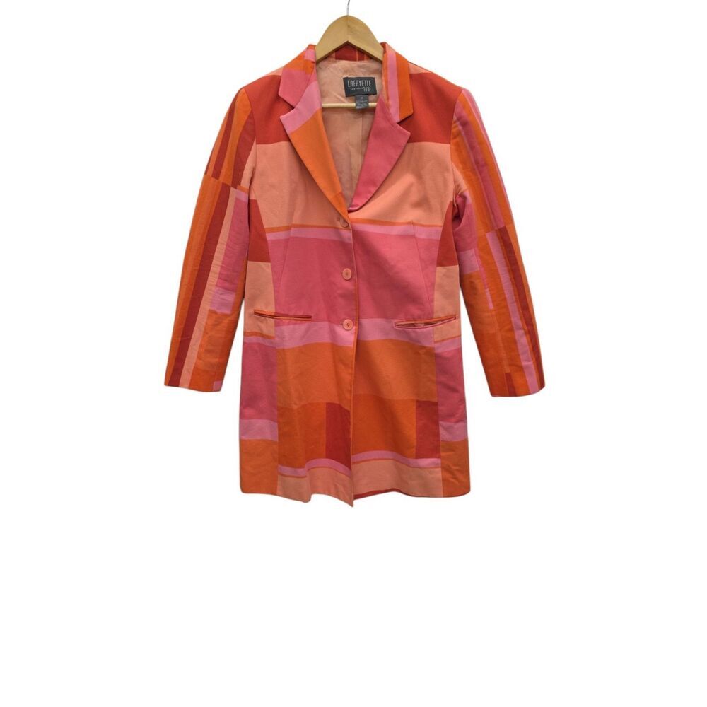 Lafayette 148 Peach Color Block Multicolor Blazer… - image 1